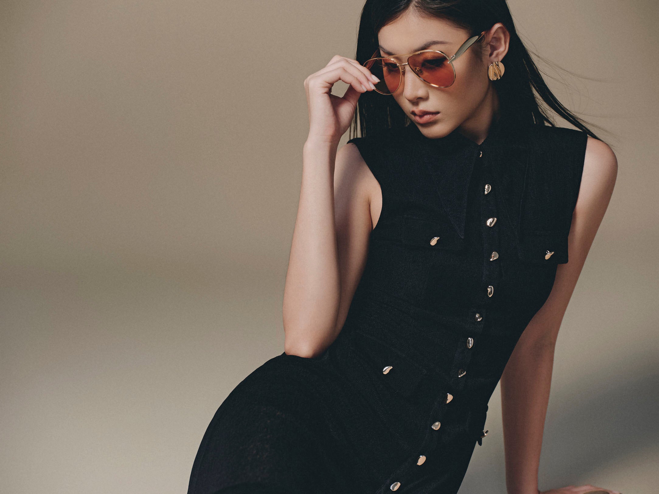 Black Pocket Sheer Dress