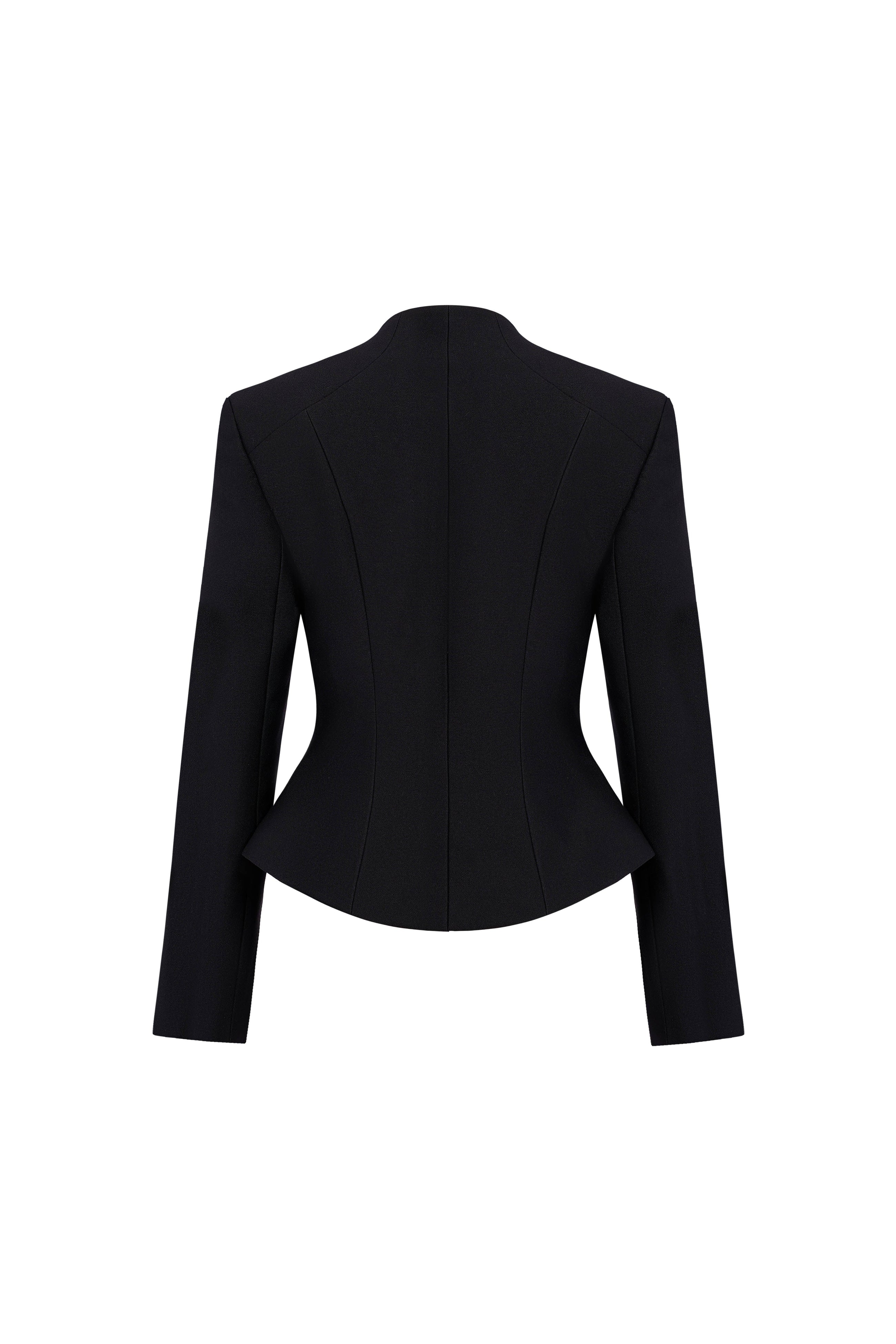 Black Pointed Wrap Blazer
