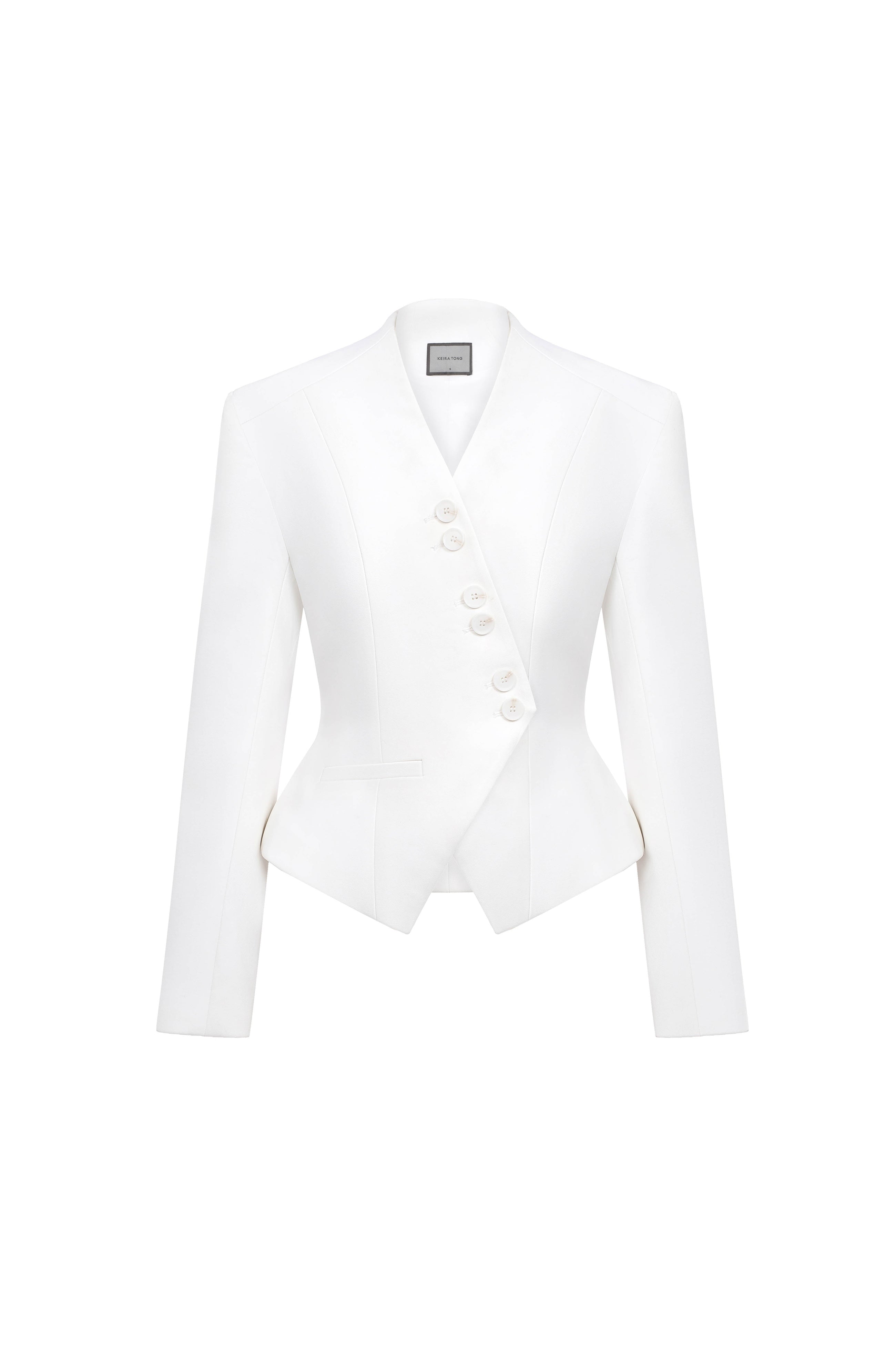 White Pointed Wrap Blazer