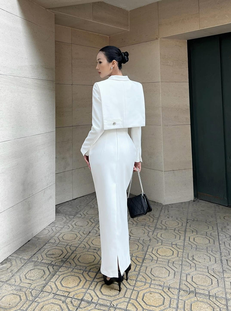 Keira Tong White Cropped Blazer