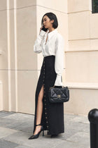 Black Button Pencil Skirt