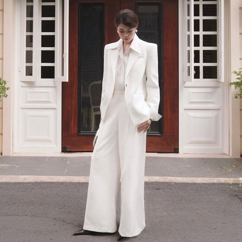 Keira Tong White Wide Leg Pants