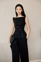 Keira Tong Black Eccentric Buttons Top