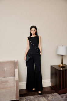 Keira Tong Black Eccentric Buttons Top