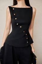 Keira Tong Black Eccentric Buttons Top