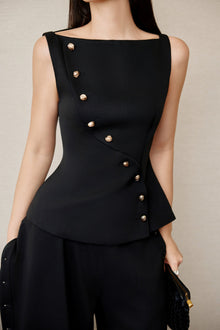Keira Tong Black Eccentric Buttons Top