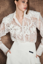 White Embroidered Vine Shirt