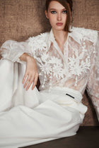 White Embroidered Vine Shirt