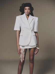White Shortsleeve Blazer