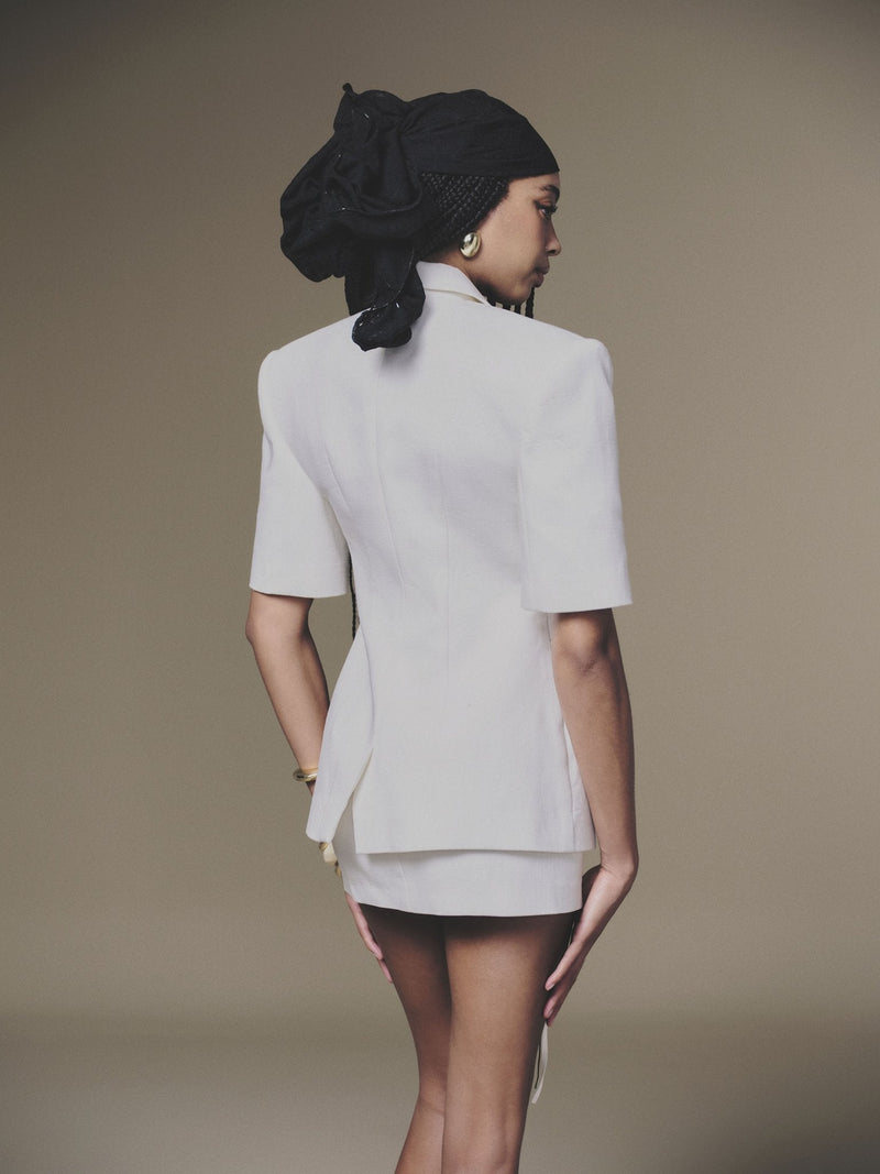 White Shortsleeve Blazer
