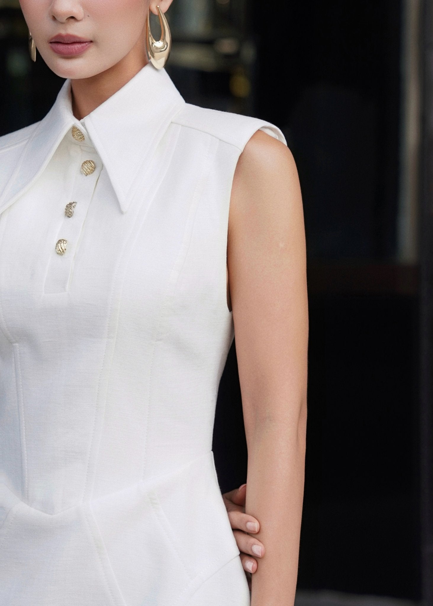 Keira Tong Sleeveless Shirt Dress
