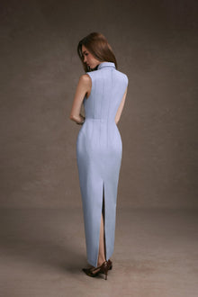 Pastel Blue Sleeveless Shirt Dress