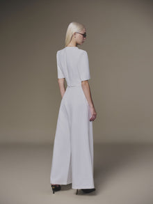 White Diagonal Wrap Top