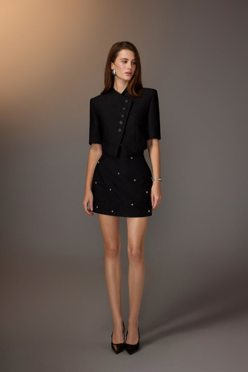 Black Studded Mini Skirt