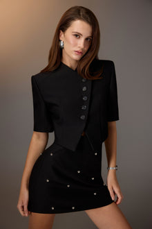 Black Flap Collar Top