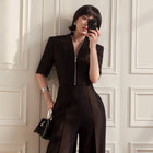 Black Zipped Crop Blazer