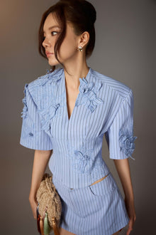 Blue Minimal Stripe Skort