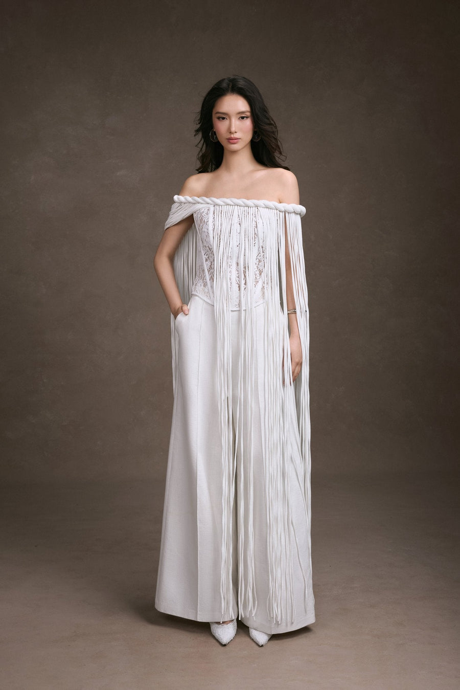 Keira Tong Fringe Lace Corset Top