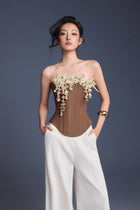 Keira Tong Brown Bouquet Corset Top