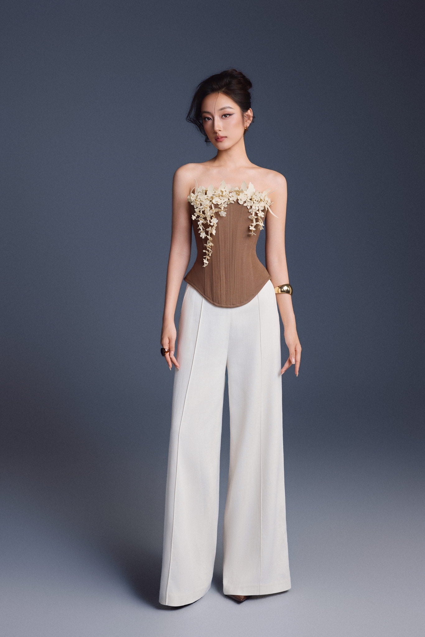 Keira Tong Brown Bouquet Corset Top