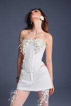 Keira Tong White Bouquet Corset Top