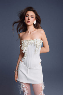 Keira Tong White Bouquet Corset Top