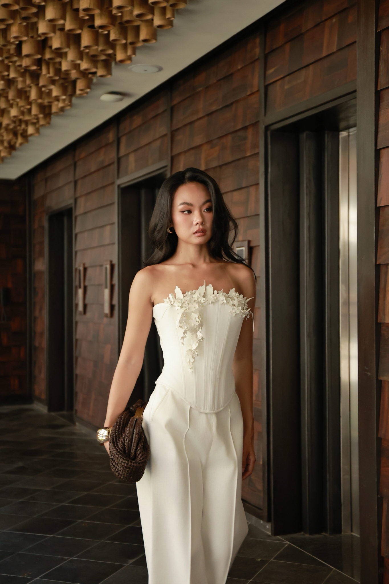 Keira Tong White Bouquet Corset Top