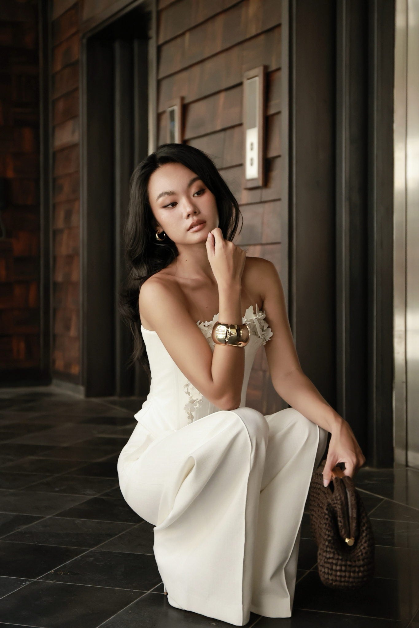 Keira Tong White Bouquet Corset Top