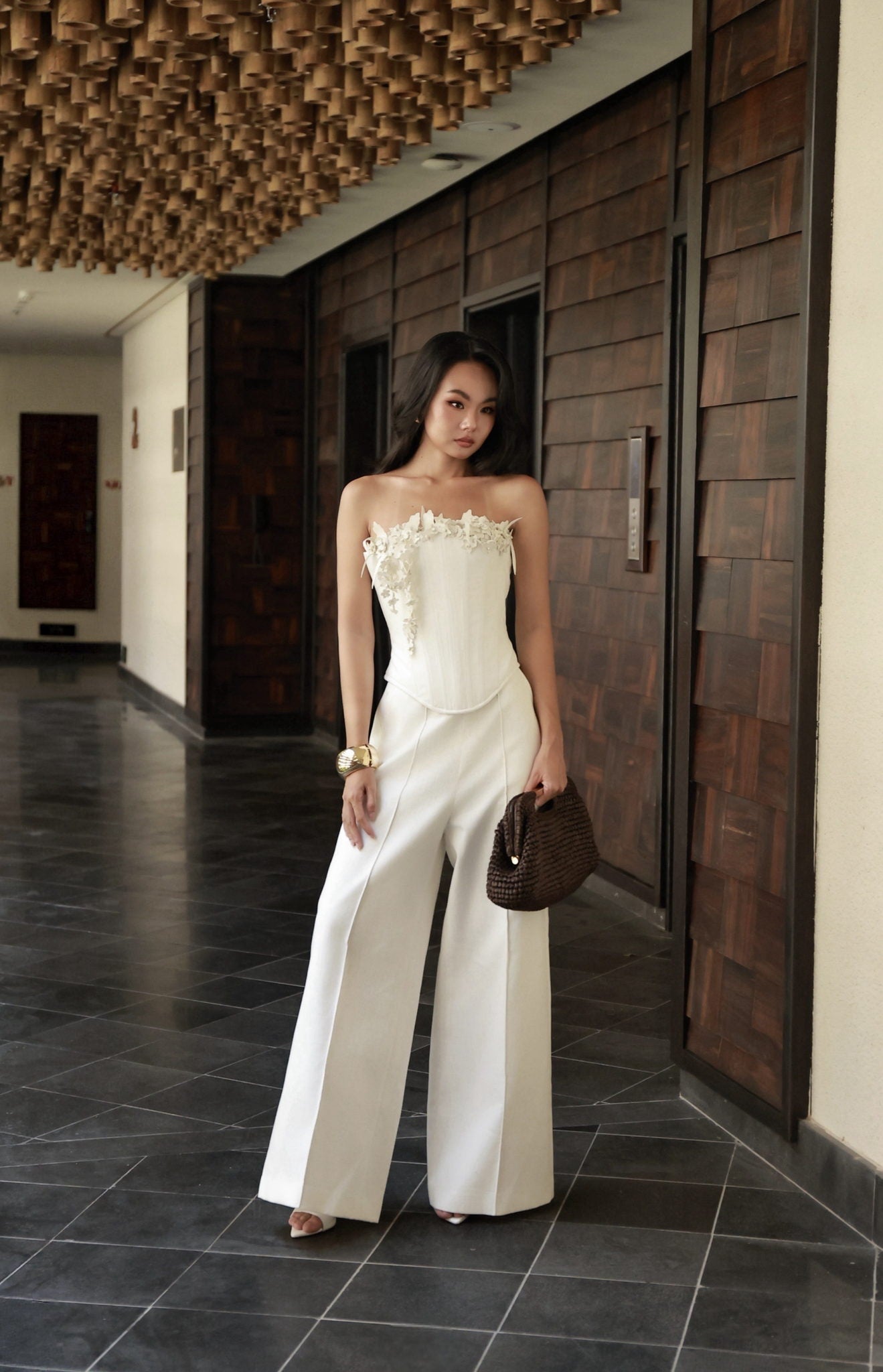 Keira Tong White Bouquet Corset Top