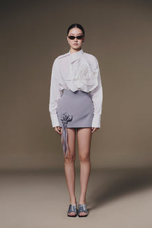 White Shift-Collar Linen Shirt