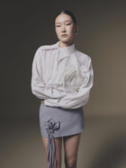 White Shift-Collar Linen Shirt