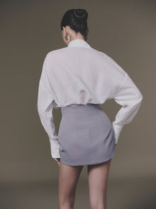 White Shift-Collar Linen Shirt