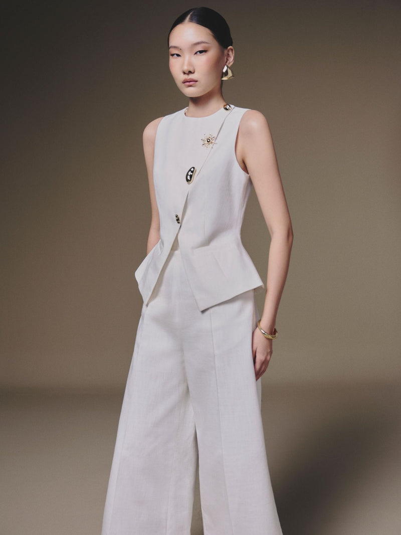 White Button-up Vest