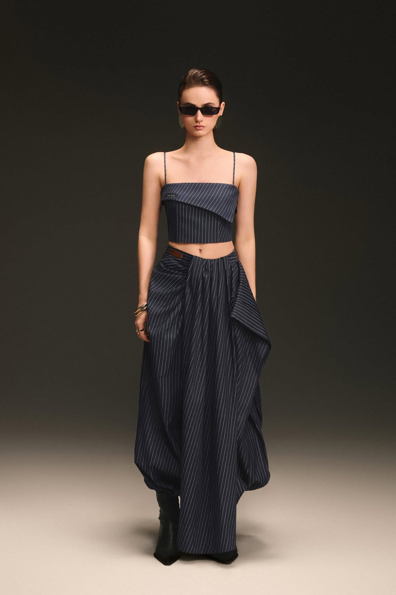 Keira Tong Blue Panel Stripe Top