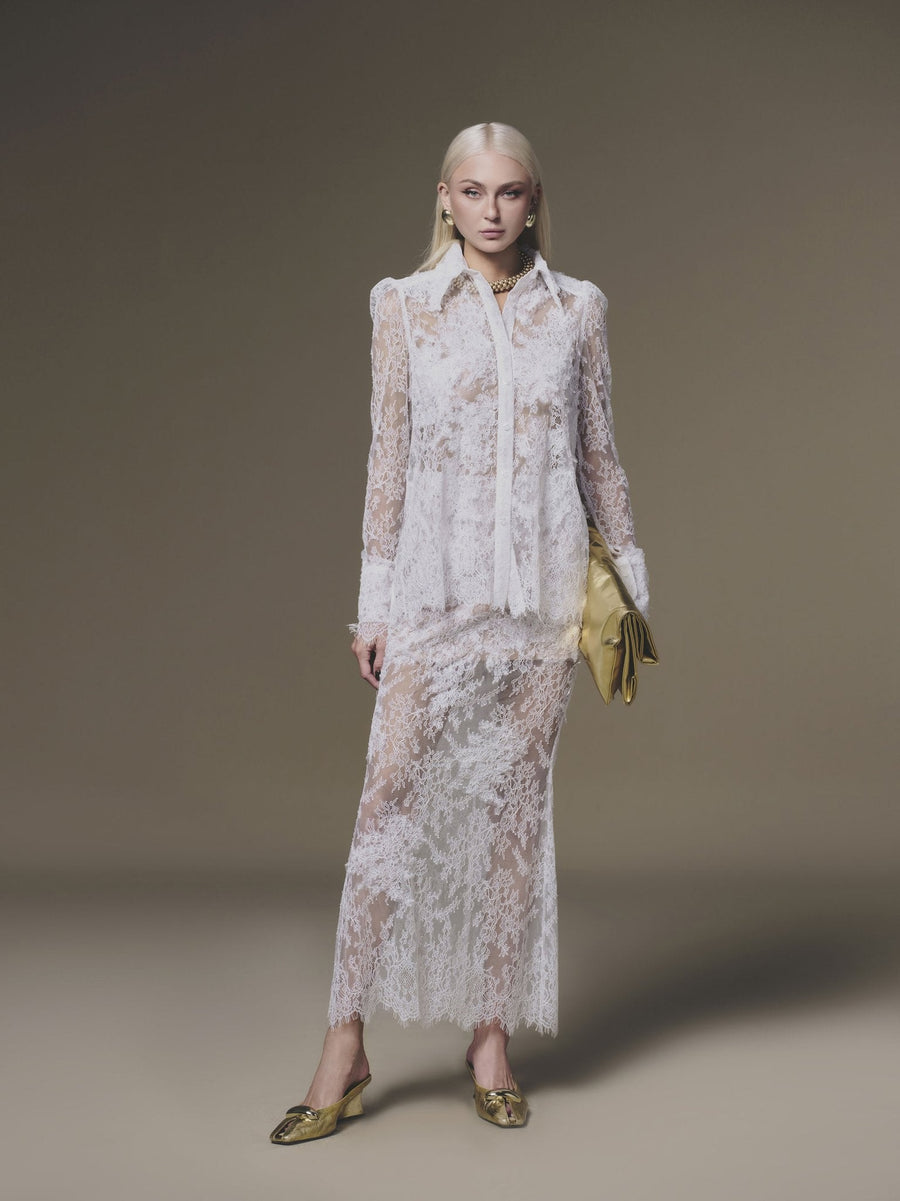 Keira Tong White Petal Sheer Skirt
