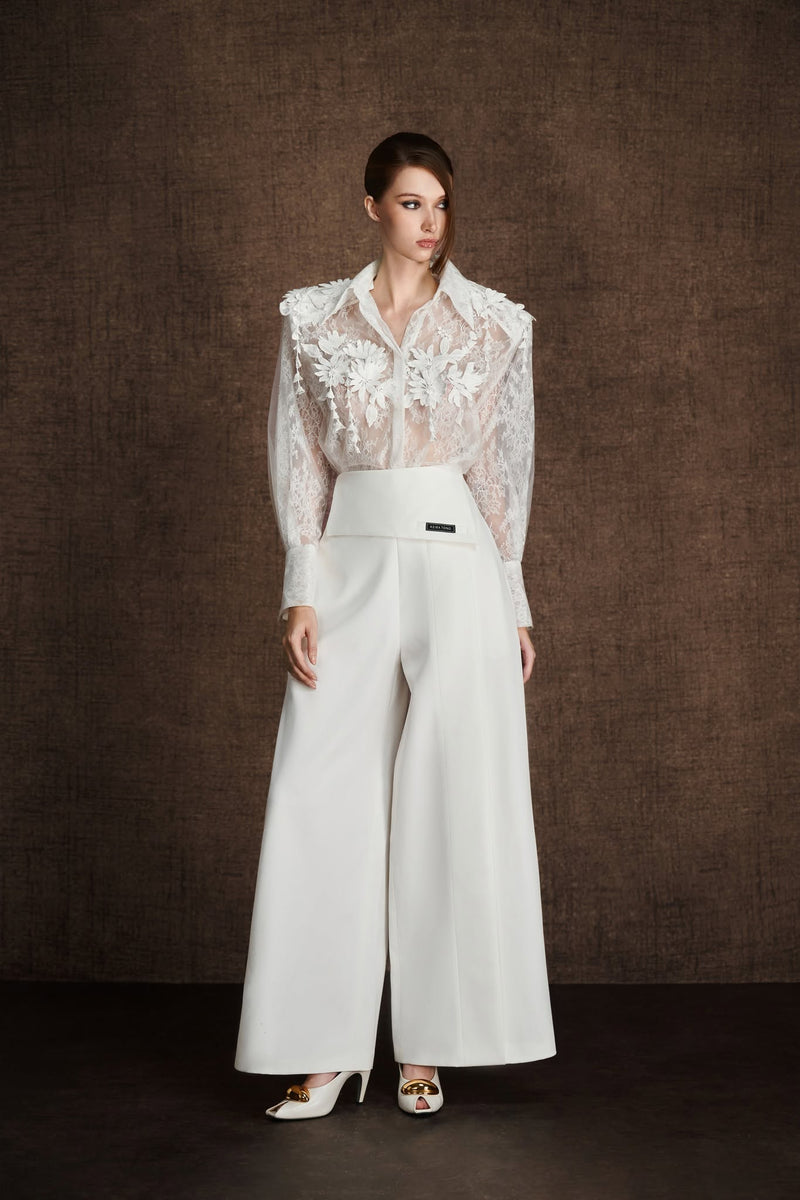 Keira Tong White Palazzo Pant