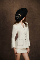White Embroidered V-neck Jacket