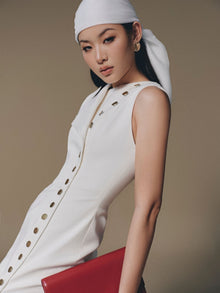 White Cross Buttoned Dress