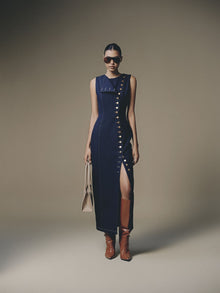 Blue Cross Buttoned Dress