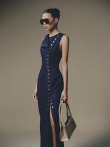Blue Cross Buttoned Dress