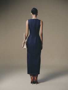 Blue Cross Buttoned Dress