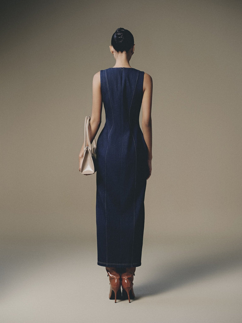 Blue Cross Buttoned Dress