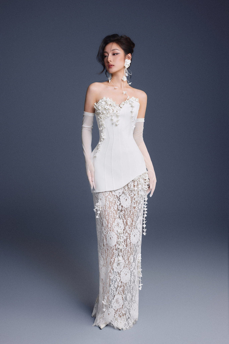 Keira Tong Bouquet Corset Lace Dress