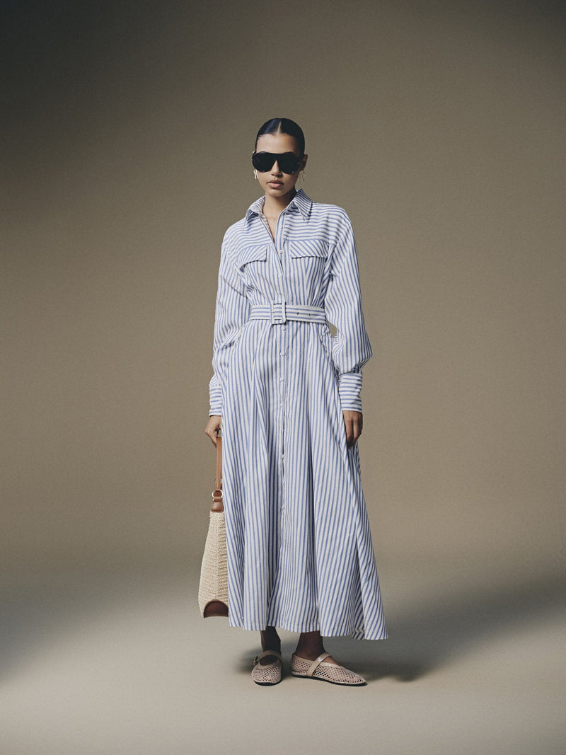 Thera Stripped Shirt Dress