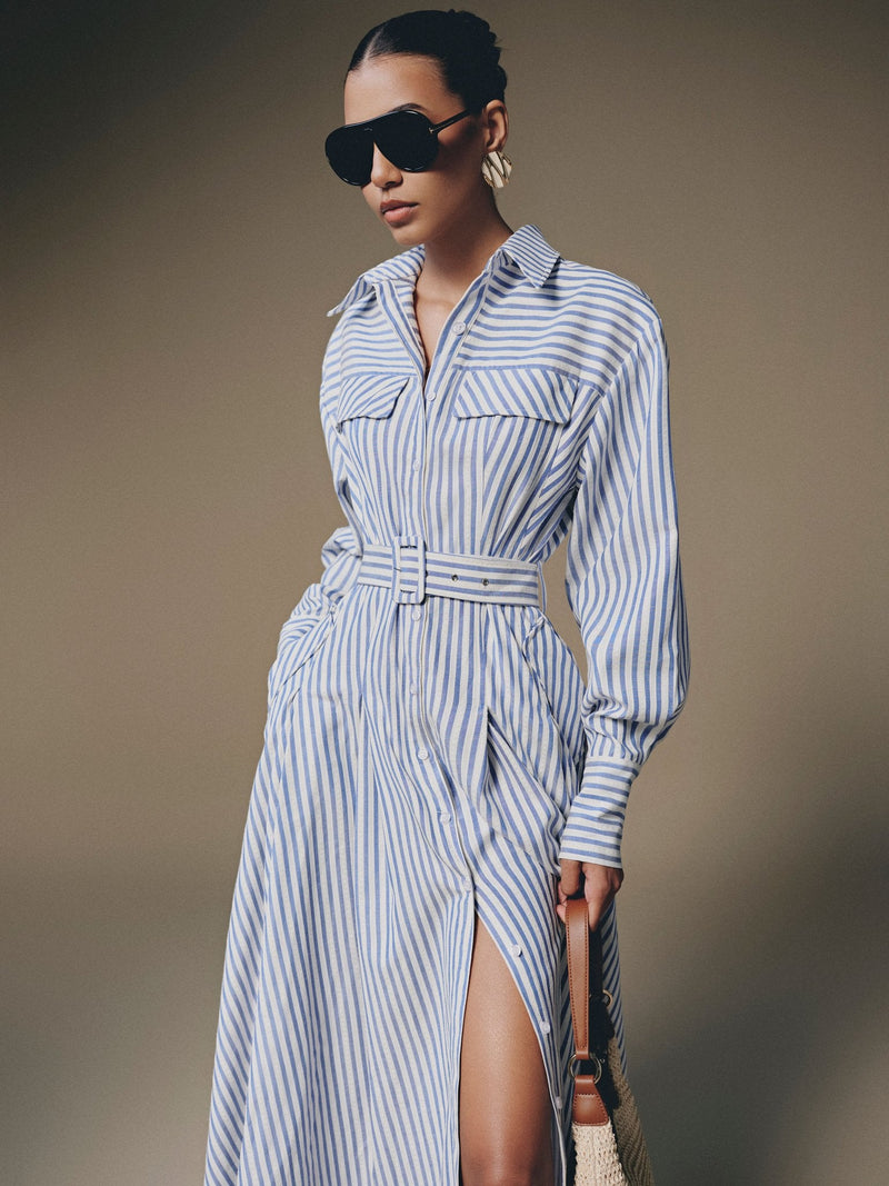 Thera Stripped Shirt Dress