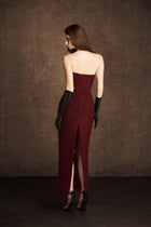 Red Bustier Tweed Dress