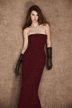 Red Bustier Tweed Dress