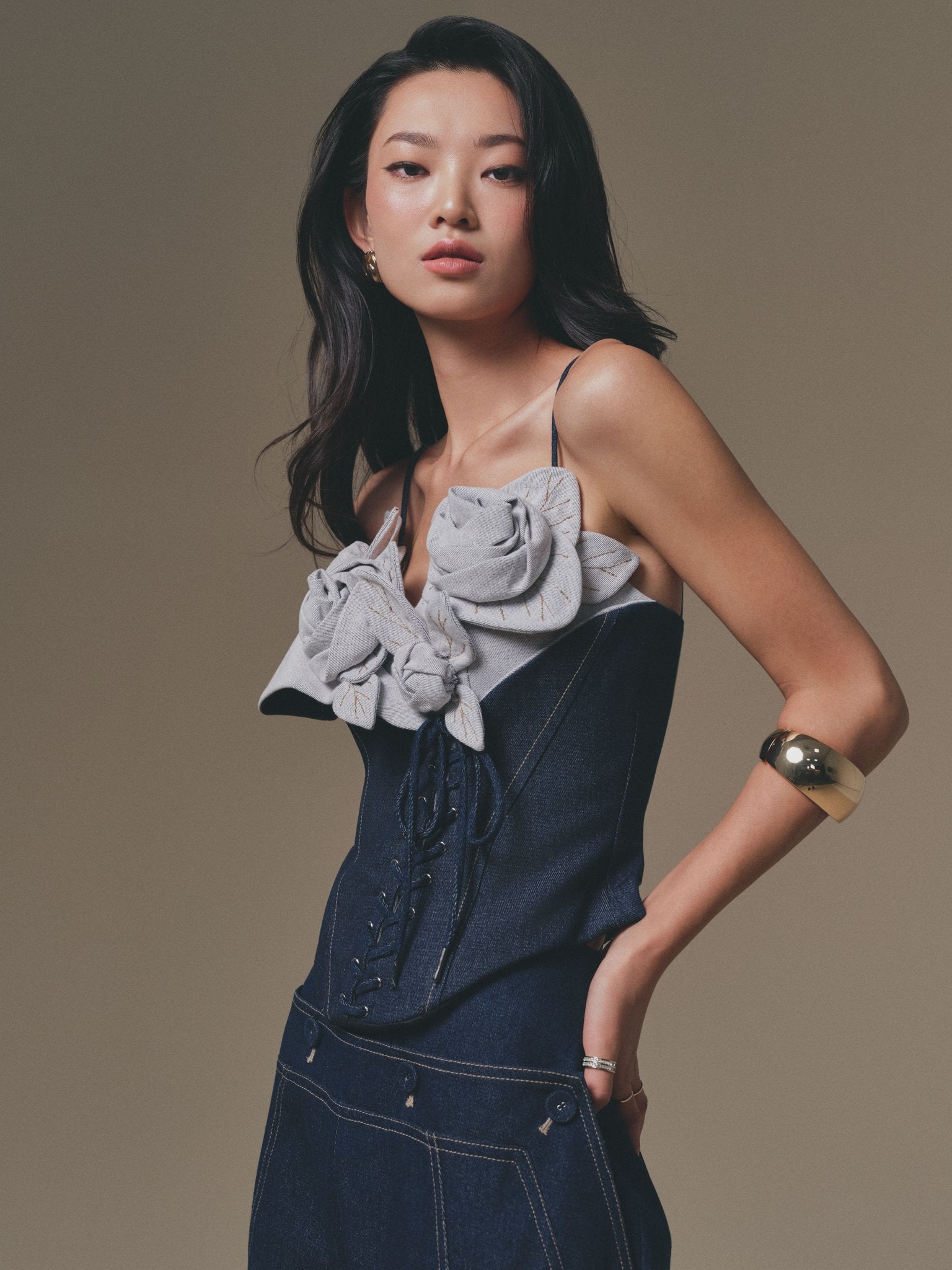 V-neck Denim Shirt