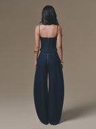 Denim Petal Bustier Top