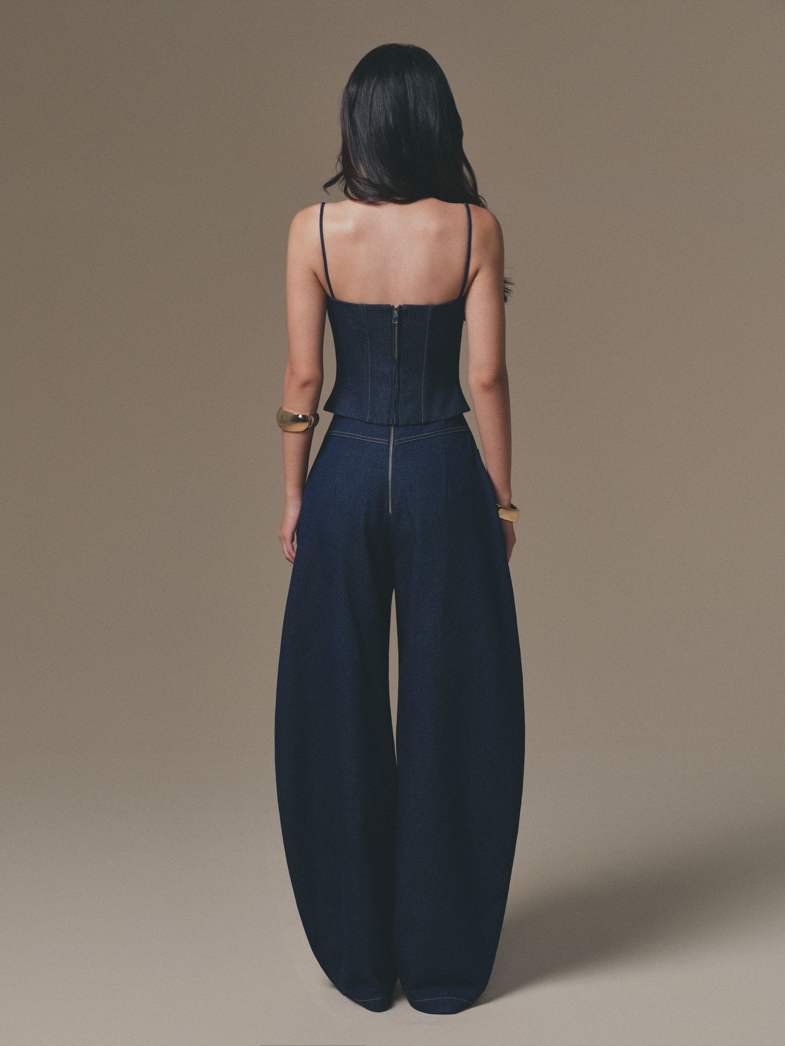 Denim Petal Bustier Top